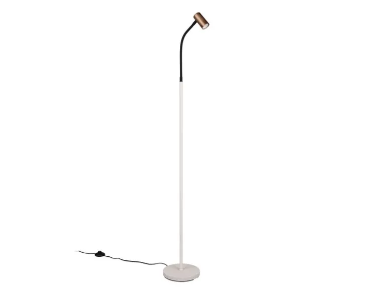 Schmale LED Stehlampe Coffee / Grau dimmbar, Spot flexibel, Höhe 133,5cm