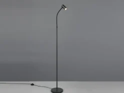 Schmale LED Stehlampe Schwarz dimmbar, flexibel einstellbarer Spot, Höhe 133,5cm
