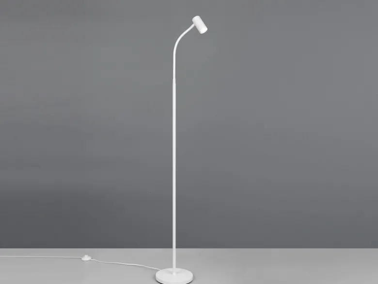 Schmale LED Stehlampe Weiß dimmbar, flexibel einstellbarer Spot, Höhe 133,5cm