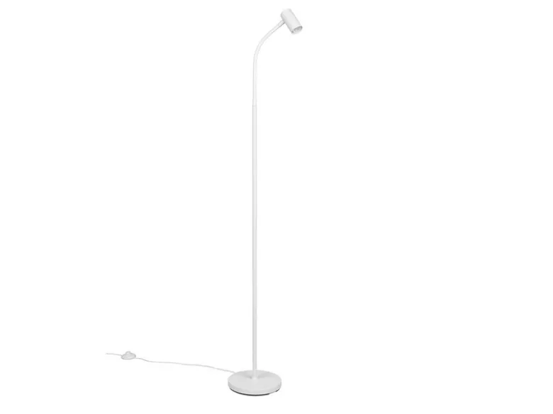 Schmale LED Stehlampe Weiß dimmbar, flexibel einstellbarer Spot, Höhe 133,5cm