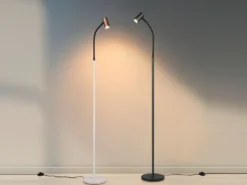 Schmale Stehlampe TARYN Coffee / Grau, flexibel einstellbarer Spot, Höhe 133,5cm