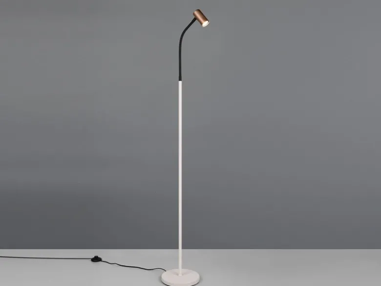Schmale Stehlampe TARYN Coffee / Grau, flexibel einstellbarer Spot, Höhe 133,5cm