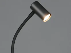 Schmale Stehlampe TARYN Schwarz mit flexibel einstellbarem Spot, Höhe 133,5cm