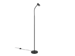Schmale Stehlampe TARYN Schwarz mit flexibel einstellbarem Spot, Höhe 133,5cm