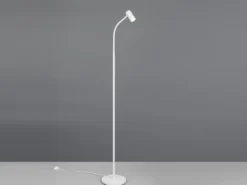 Schmale Stehlampe TARYN Weiß mit flexibel einstellbarem Spot, Höhe 133,5cm