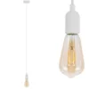 Schnurpendel Hängeleuchte Textil weiß mit E27 Filament LED, Ø 8,5cm