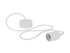 Schnurpendel Hängeleuchte Textil weiß mit E27 Filament LED, Ø 8,5cm