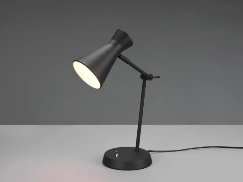 Schreibtischlampe ENZO Metallschirm in Schwarz Gelenkarm Höhe 50cm