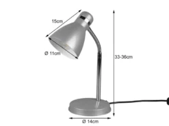 Schreibtischlampe HARVEY mit Flexarm und Metallschirm Grau, Höhe 33cm