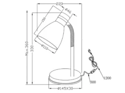 Schreibtischlampe HARVEY mit Flexarm und Metallschirm Grau, Höhe 33cm