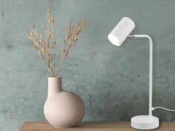 Schreibtischlampe MARLEY in Weiß matt, Spot schwenkbar, Höhe 45cm