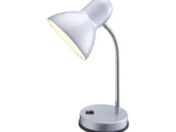 Schreibtischlampe / Tischleuchte Silber mit LED, Flexrohr