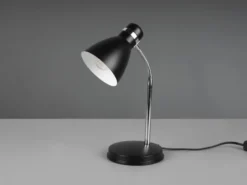 Schreibtischleuchte HARVEY, flexibel Chrom & Metallschirm Schwarz, 33cm