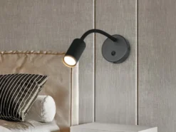 Schwanenhals Leselampe TARYN Schwarz mit Schalter, Breite 10cm