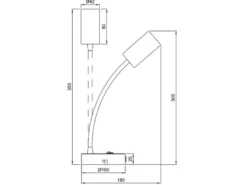 Schwanenhals Leselampe TARYN Weiß mit Schalter, Breite 10cm