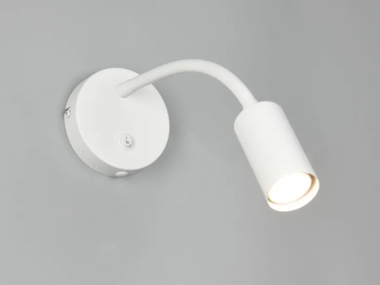 Schwanenhals Leselampe TARYN Weiß mit Schalter, Breite 10cm