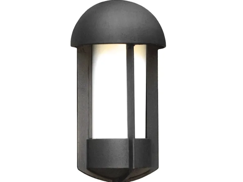 Schwarze Aluminium Wandleuchte TYR, E27, opales Acryglas, IP23