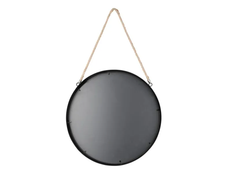 Schwarzer Metallspiegel TAIRA Ø40cm Wandspiegel zum Aufhängen