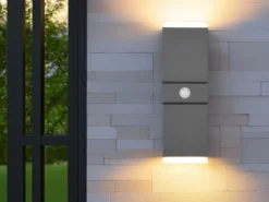 Schwenkbare LED Außenwandleuchte AVON mit Bewegungsmelder, H: 28cm