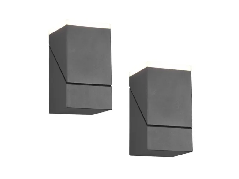 Schwenkbare LED Außenwandleuchten - 2er Set, Höhe 16cm, Anthrazit