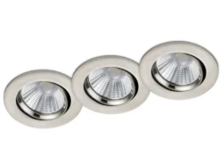 Schwenkbare LED Einbaustrahler Decke 3er Set rund dimmbar Nickel matt 5,5W