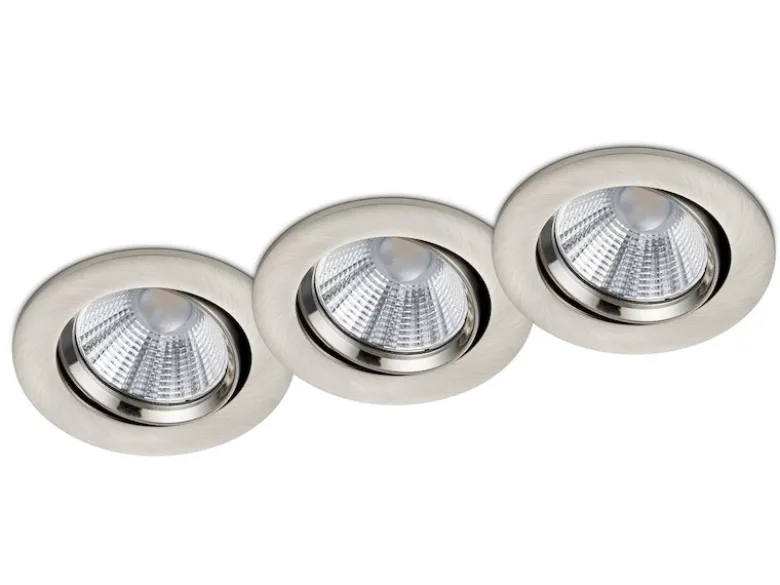 Schwenkbare LED Einbaustrahler Decke 3er Set rund dimmbar Nickel matt 5,5W
