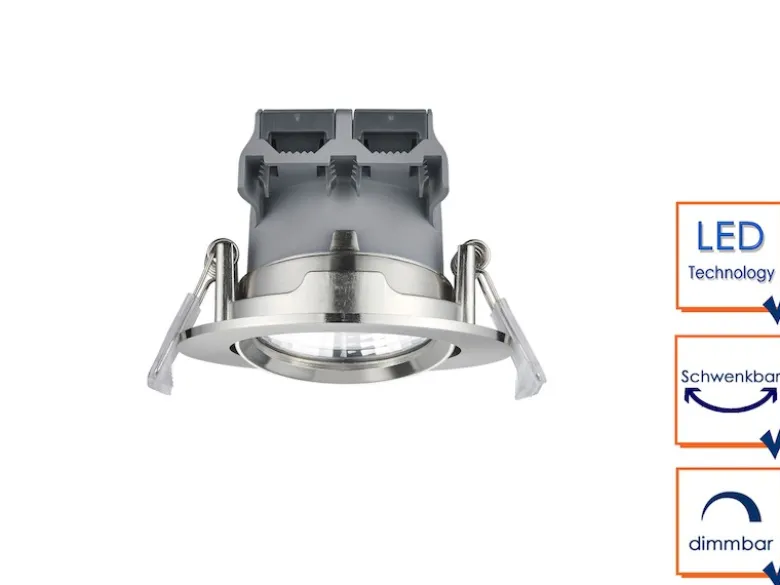 Schwenkbare LED Einbaustrahler Decke 3er Set rund dimmbar Nickel matt 5,5W