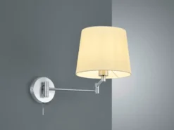 Schwenkbare LED Wandleuchte mit Stoffschirm Weiß & Gelenkarm Silber