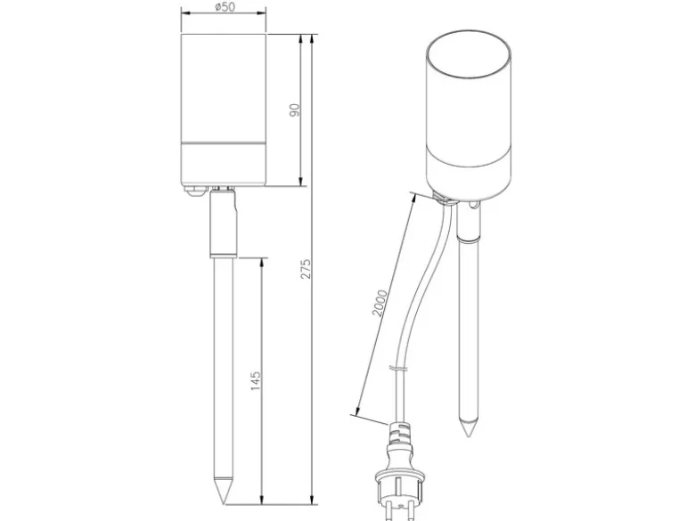 Schwenkbarer Gartenstrahler PURUS mit Erdspieß & 2 Meter Anschlusskabel Ø 5cm
