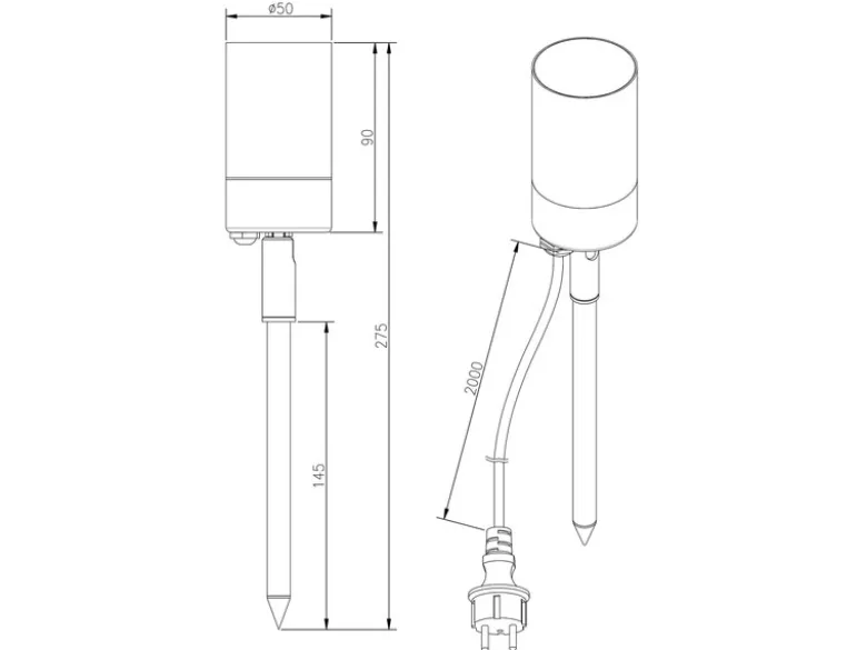 Schwenkbarer LED Gartenstrahler mit Erdspieß & 2 Meter Anschlusskabel Ø 5cm