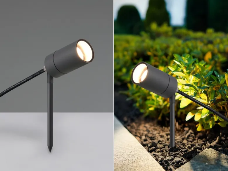 Schwenkbarer LED Gartenstrahler mit Erdspieß & 2 Meter Anschlusskabel Ø 5cm