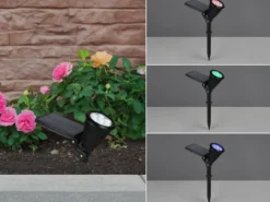 Schwenkbarer Solar Deko Gartenstrahler FESTIVAL mit RGB Farbwechsel, H: 36cm