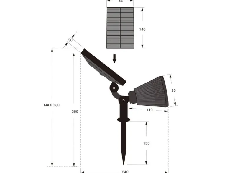 Schwenkbarer Solar Deko Gartenstrahler FESTIVAL mit RGB Farbwechsel, H: 36cm