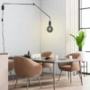 Schwenkbare Wandlampe LINE - schwarze Kabelleuchte mit Schnurschalter & Stecker