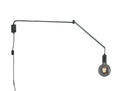 Schwenkbare Wandlampe LINE - schwarze Kabelleuchte mit Schnurschalter & Stecker