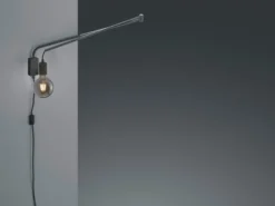 Schwenkbare Wandlampe LINE - schwarze Kabelleuchte mit Schnurschalter & Stecker