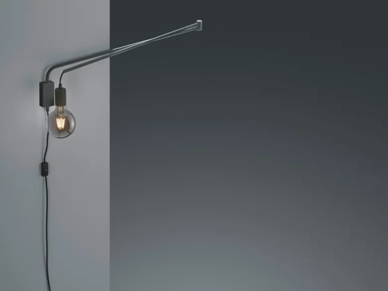 Schwenkbare Wandlampe LINE - schwarze Kabelleuchte mit Schnurschalter & Stecker