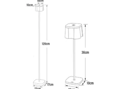 SET Akku Stehlampe 120cm & Tischleuchte 36cm für Outdoor kabellos Rostoptik