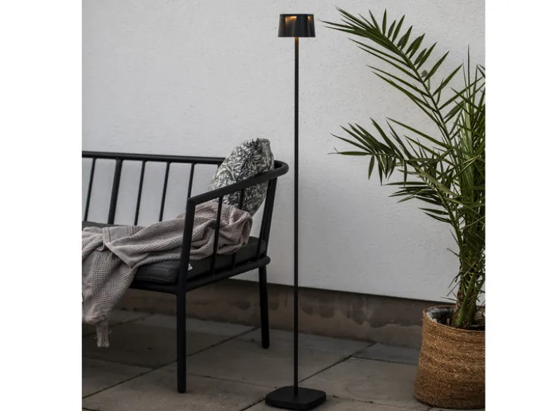 SET Akku Stehlampe 120cm & Tischleuchte 36cm für Outdoor kabellos Schwarz