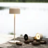 SET Akku Tischleuchten per USB aufladbar, Beige Höhe 20cm & 36cm