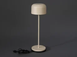 SET Akku Tischleuchten per USB aufladbar, Beige Höhe 20cm & 36cm