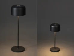 SET Akku Tischleuchten per USB aufladbar, Schwarz Höhe 20cm & 36cm