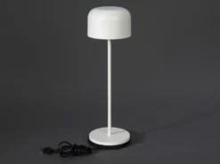 SET Akku Tischleuchten per USB aufladbar, Weiß Höhe 20cm & 36cm