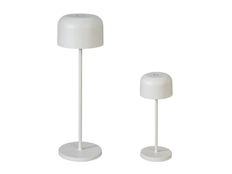 SET Akku Tischleuchten per USB aufladbar, Weiß Höhe 20cm & 36cm