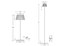 SET: Kleine Akku Stehlampe 123cm & Tischlampe 39cm für Outdoor kabellos Grün