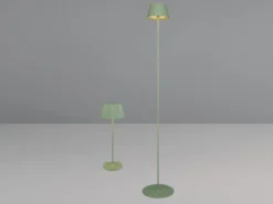 SET: Kleine Akku Stehlampe 123cm & Tischlampe 39cm für Outdoor kabellos Grün