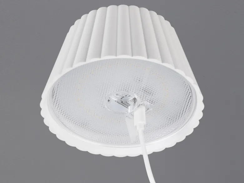 SET: Kleine Akku Stehlampe 123cm & Tischlampe 39cm für Outdoor kabellos Weiß