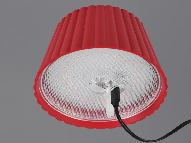 SET: Kleine Akku Stehlampe 123cm & Tischlampe 39cm für Outdoor kabellos Rot