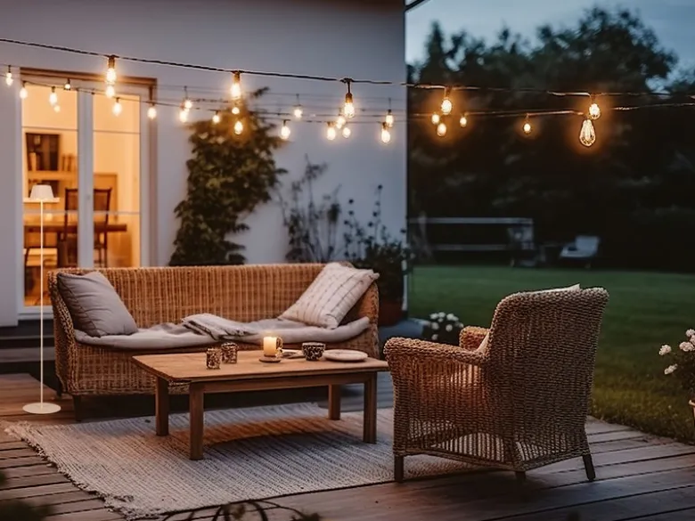 SET: Kleine Akku Stehlampe 123cm & Tischlampe 39cm für Outdoor kabellos Beige