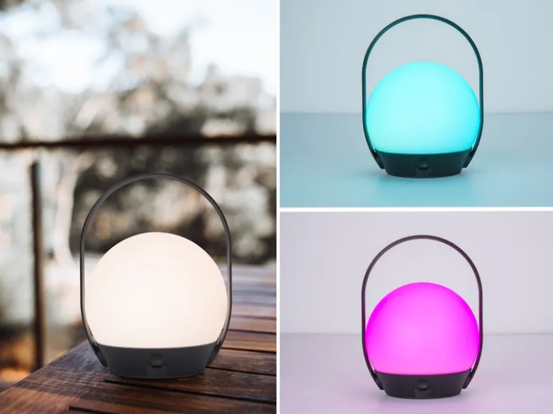 Smarte AKKU LED Außentischleuchte CARDI - USB, RGB & Weißtöne Höhe 22cm